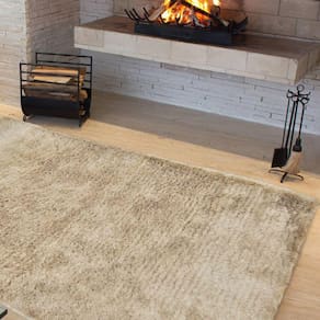 Tapete Luxo Pelo Super Macio Casa Dona Bege 100x150cm