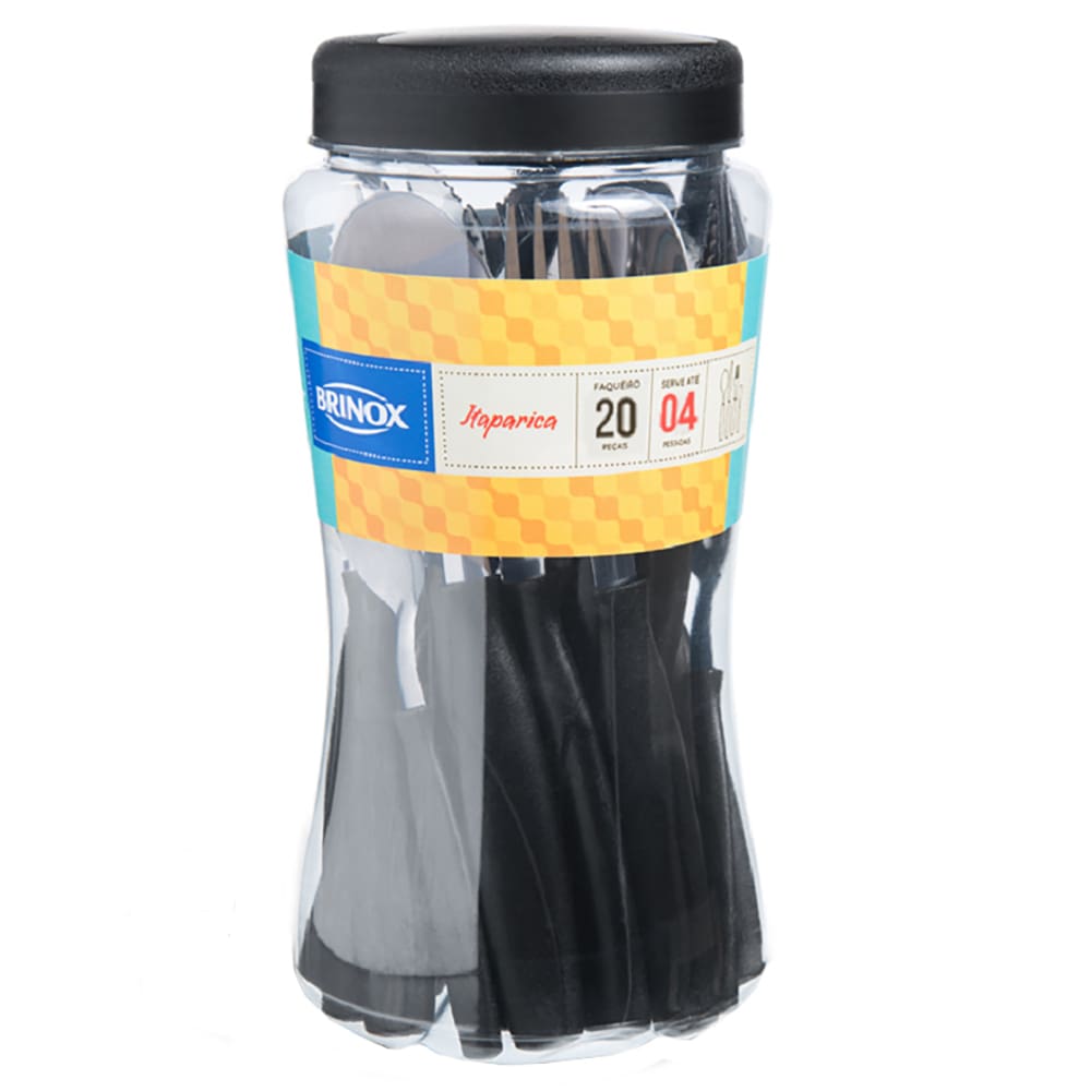 Faqueiro Brinox de Aço Inox Itaparica Preto – 20 Peças