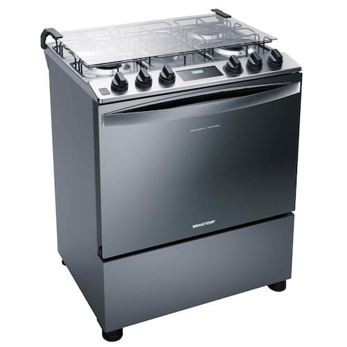 imagem-Fogão Brastemp BFS5PCR 5 Bocas com Turbo Chama e Touch Timer Bivolt - Inox