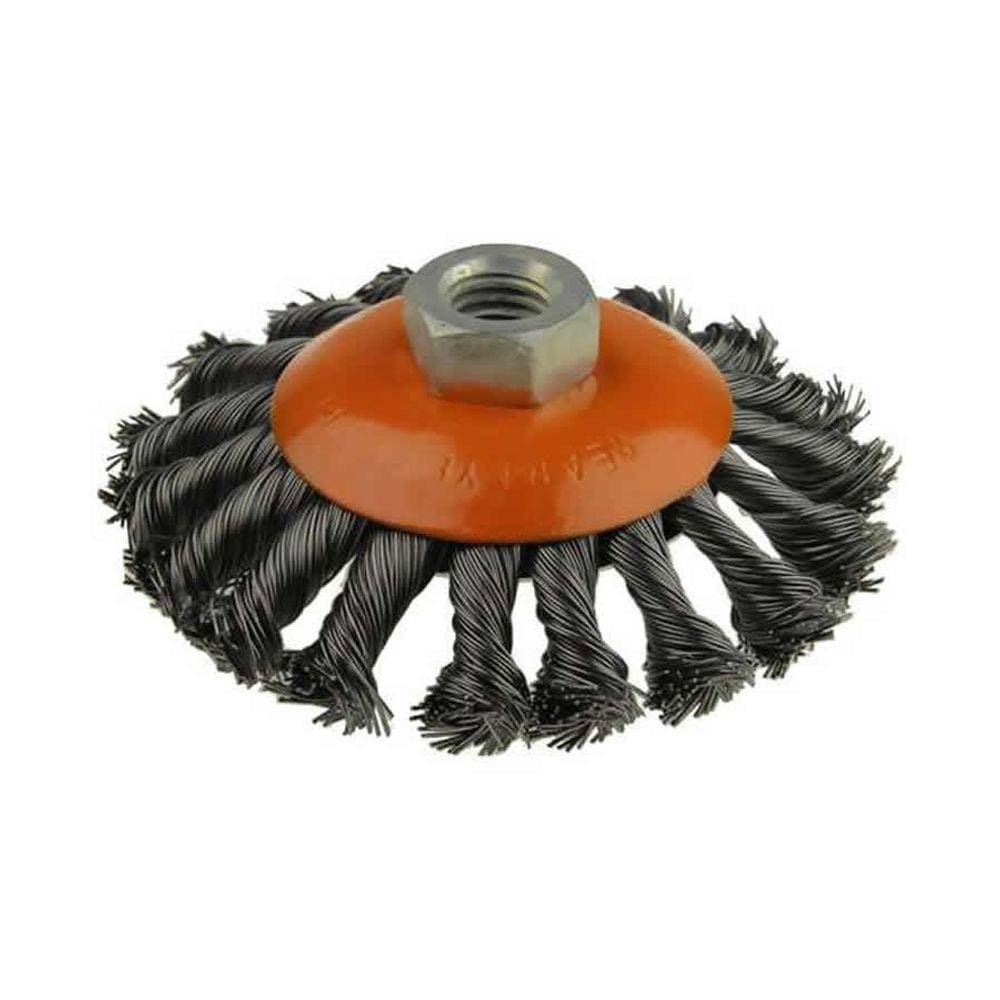Escova Copo Cônica Trançada Ondulada Em Aço 100mm x M14 Starfer