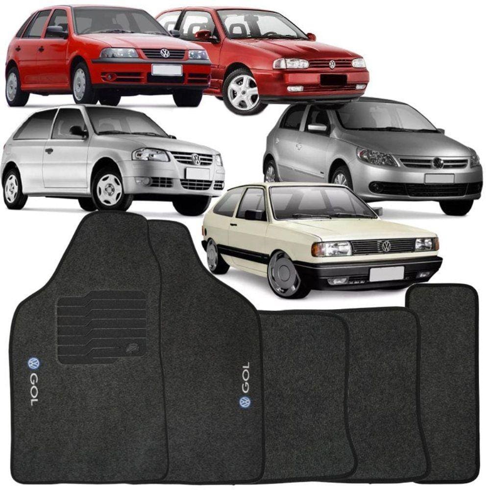 Jogo de Tapete Automotivo Carpete Gol G5 2009 à 2012 Soft Logo Bordado Grafite 5 Peças
