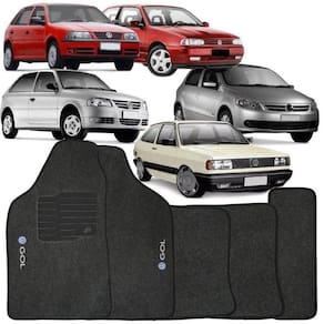 Jogo de Tapete Automotivo Carpete Gol G3 2000 à 2005 Soft Logo Bordado Grafite 5 Peças
