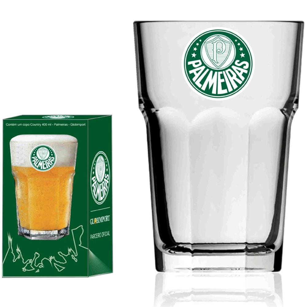 Copo para Cerveja Globimport Country Palmeiras Logo 8602205 - 400 ml