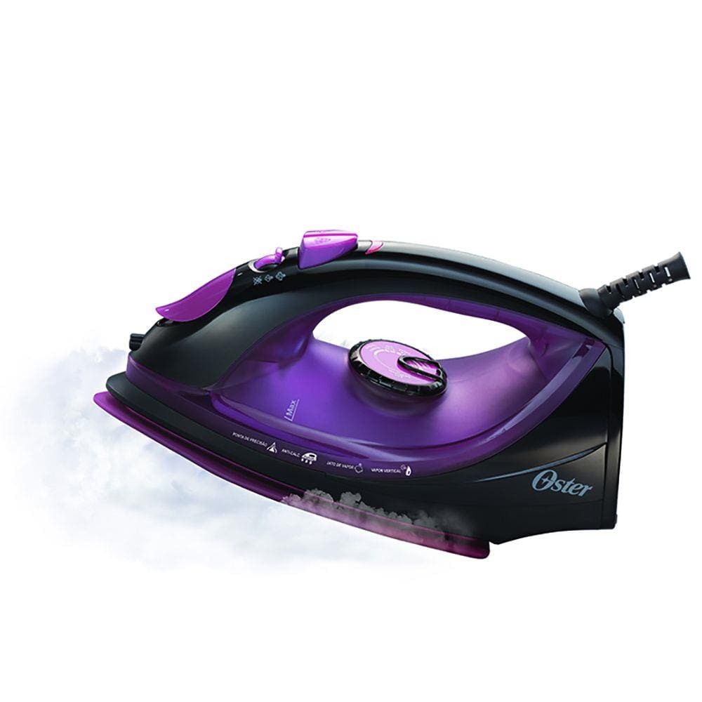 Ferro de Passar a Vapor Cerâmica Oster Preto e Roxo