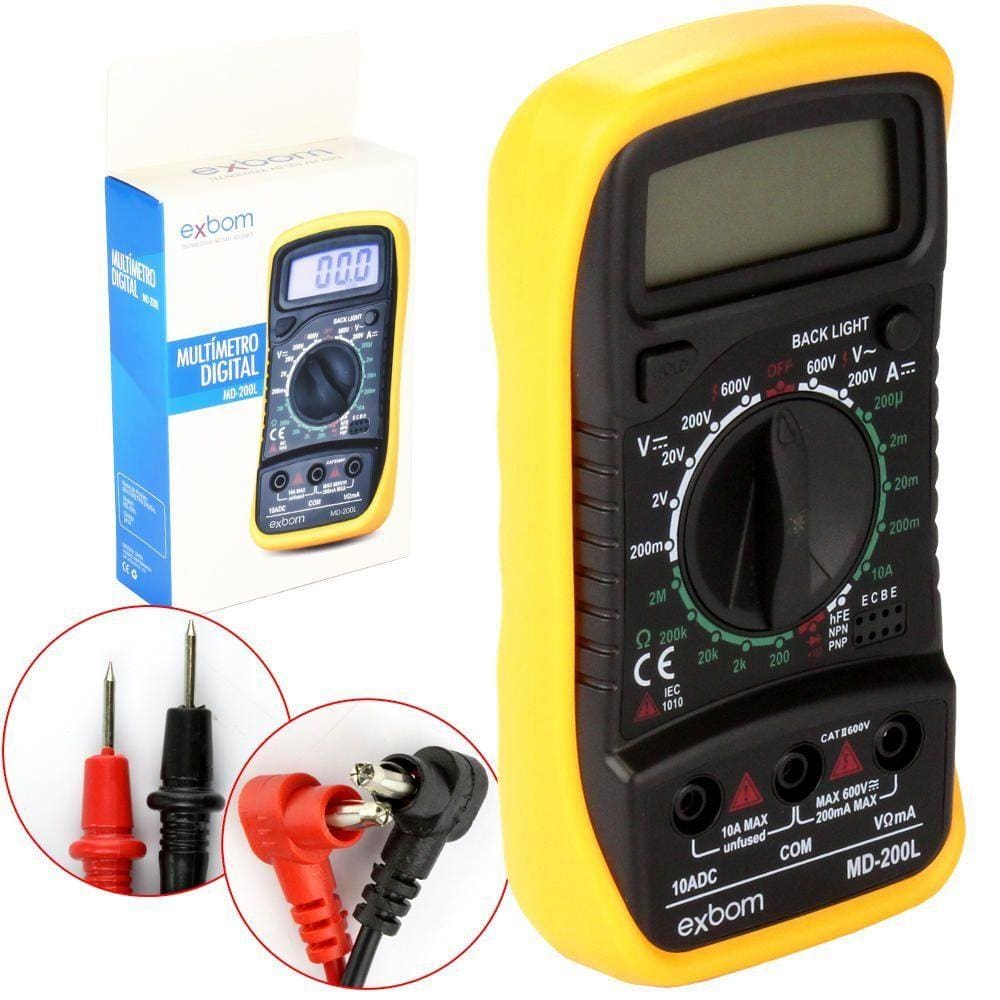 Multimetro Digital Profissional Portatil com Bateria MD-200L EXBOM