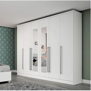 Guarda Roupa Casal com Espelho 6 Portas Sevilla Tcil Móveis Neve