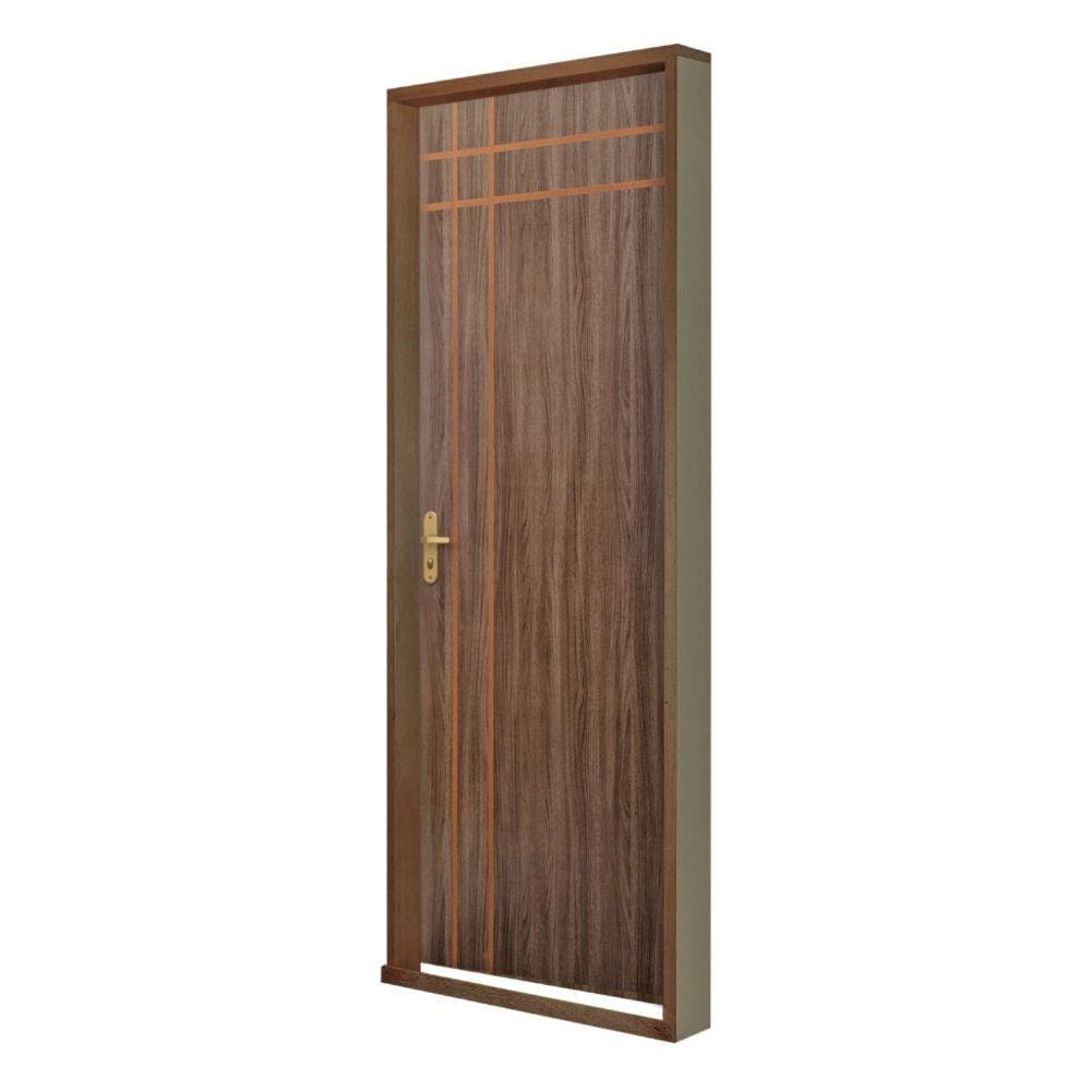 Kit Porta de Madeira Frisada Mantiqueira MGM 215cmx94cm Melamínico Carvalho Quebec