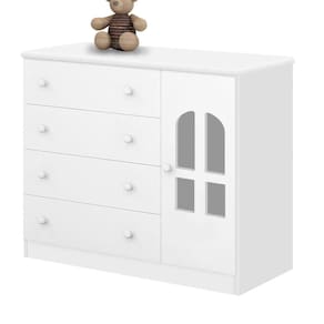 Cômoda de Bebê 1 Porta 4 Gavetas Alvin J&A Móveis Branco