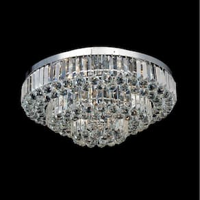 Plafon de Cristal Dijon 13 Lâmpadas Bella Iluminação Transparente