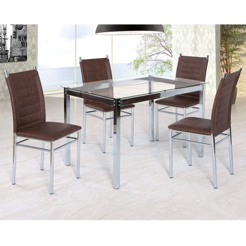 Conjunto Mesa de Jantar 1,20m - 4452 + 4 Cadeiras - LUIZA