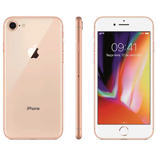 imagem-iPhone 8 Apple com iOS 11, Câmera de 12 MP, Resistente à Água, Wi-Fi, 4G LTE e NFC, 64GB, Dourado, Tela HD de 4,7"