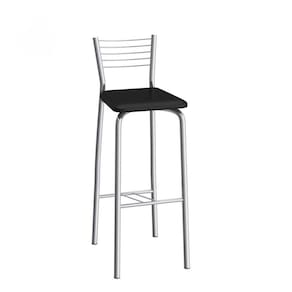 Banqueta de Aço Barcelona 98cm Compoarte Cromado/Preto