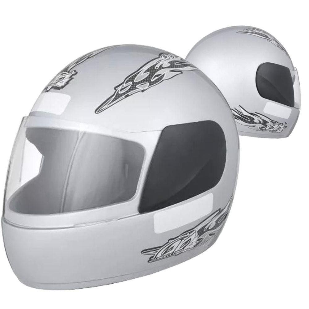 Capacete Fechado Moto Pro Tork Prata Racing Motocicleta Motoqueiro
