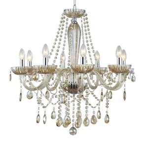 Lustre de Vidro Anjou 8 Braços Bella Iluminação Champagne