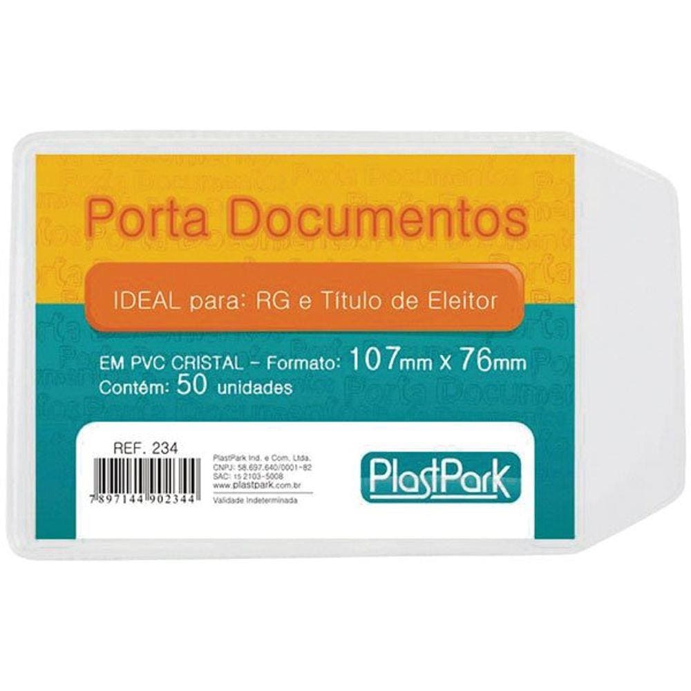 Porta Documentos para Rg/Cpf com Aba 7,5X10cm Pacote com 50 Romite com Plastpark