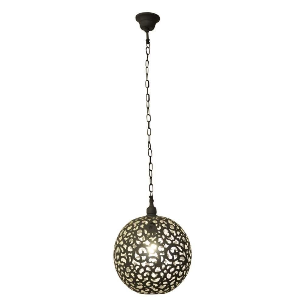 Pendente de Metal Indira 42cmx28cm Bella Iluminação Cinza