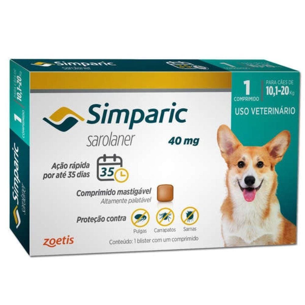 Antipulgas Simparic 1 comp.  10 a 20kg 40mg