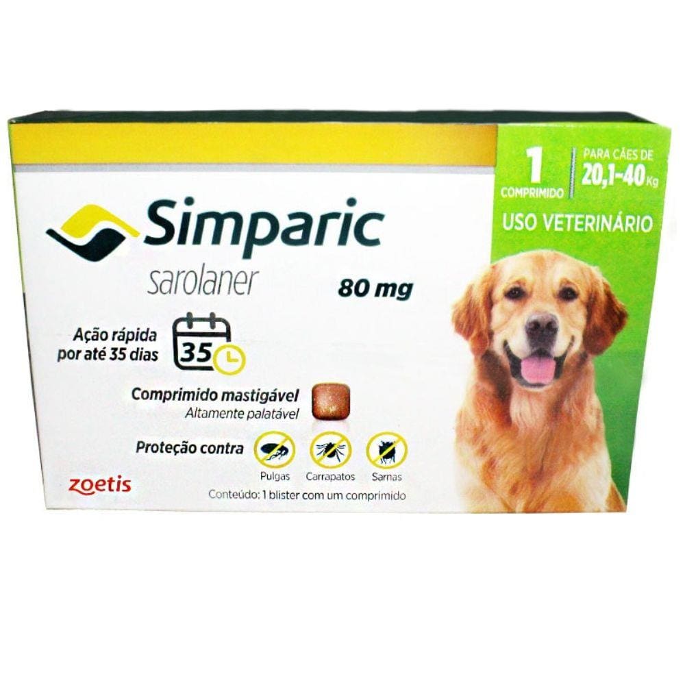 Antipulgas Simparic 1 comp. 20 a 40kg 80mg