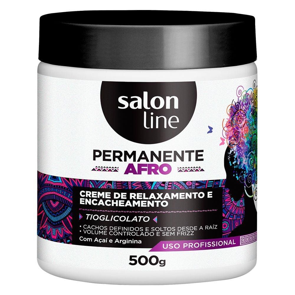 Permanente afro salon line - creme de relaxamento e encacheamento - 500 ml