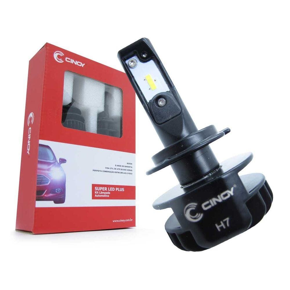 Kit Lâmpada Super Led Plus Efeito Xenon H7 12/24V 16W 2200 Lumens 6000K Cinoy