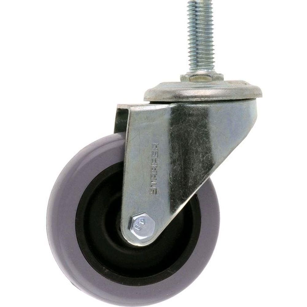Rodizio Aço Carbono Zincado e Roda 4 polegadas Plástico PVC Eixo Fixo - STARFER