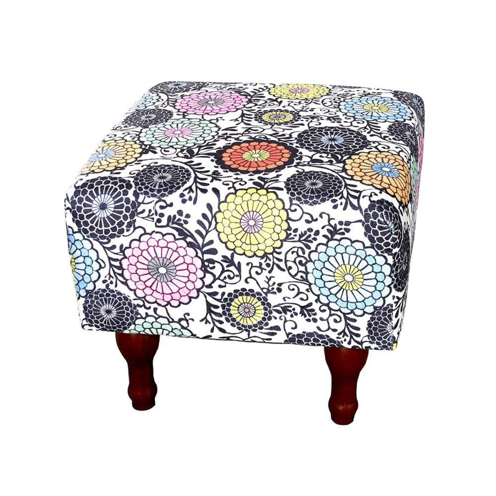 Puff Banqueta com Espuma 40x40cm Decorativo Quadrado Pés Madeira