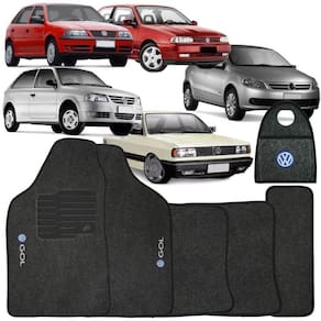 Jogo Tapete Automotivo Carpete + Lixeira Gol G4 2006 à 2014 Soft Logo Bordado Grafite 6 Peças