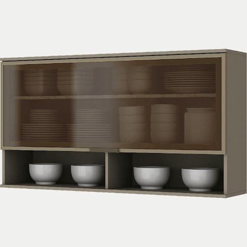 imagem-Armário Aéreo Henn Connect 120cm 1 Porta Basculante de Vidro - DUNA - marrom