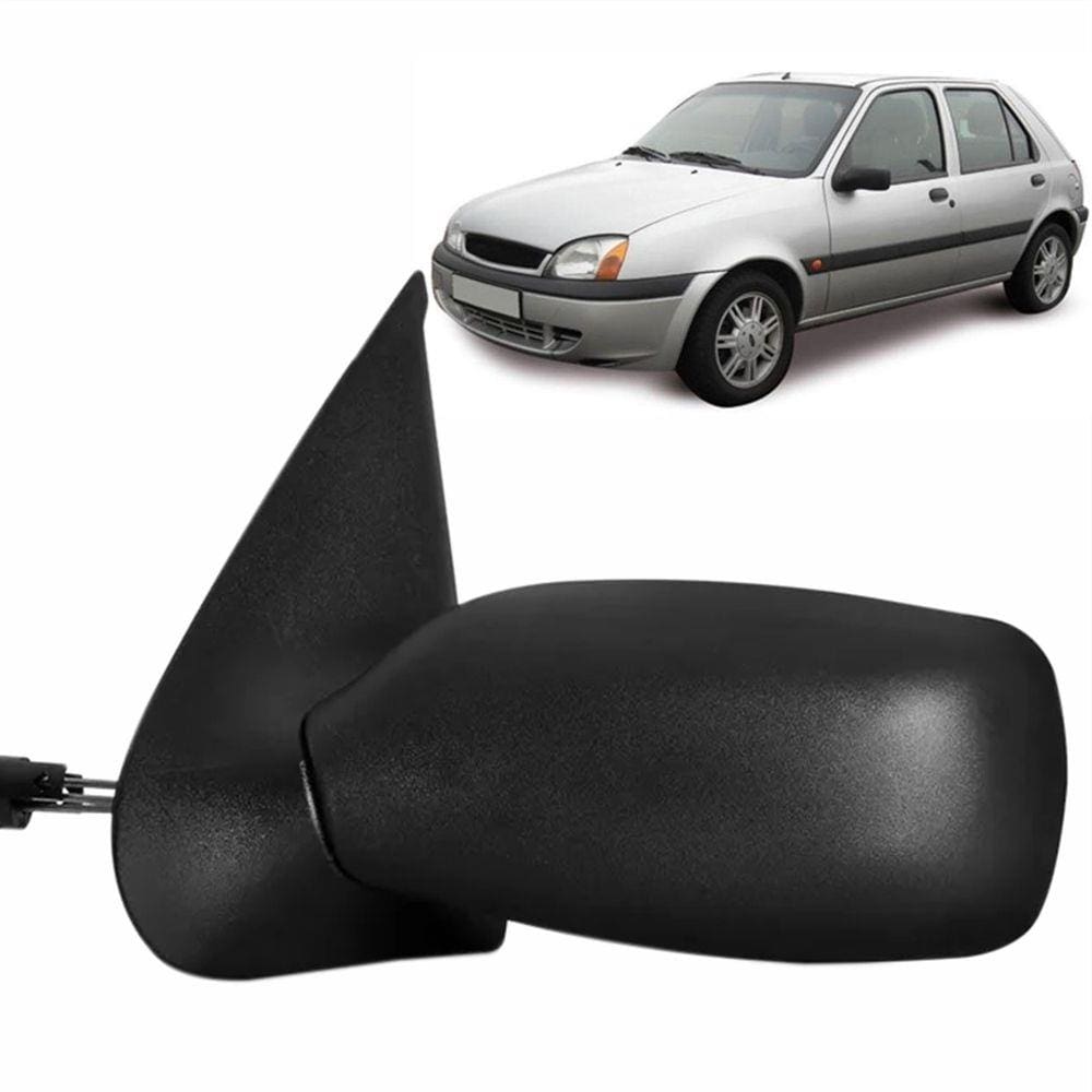 Espelho Retrovisor Externo com Controle Manual Base de Plástico Convexo Preto Ford Fiesta Street 96 até 2006