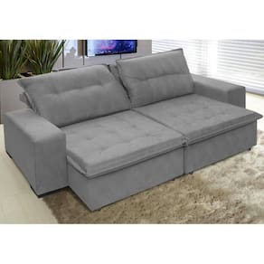 Sofá Austrália 2,92 Mts Retrátil e Reclinavel Tecido Suede Pluma Cinza - Moveis Marfim