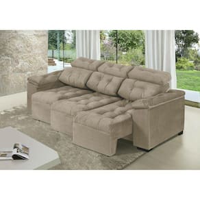 Sofa Itália 2,00 Mts Retrátil e Reclinável Tecido Suede Castor - Moveis Marfim