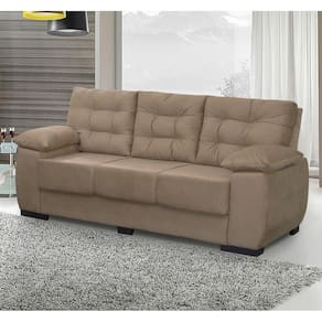 Sofá Luxemburgo 3 Lugares Tecido Suede Castor - Moveis Marfim