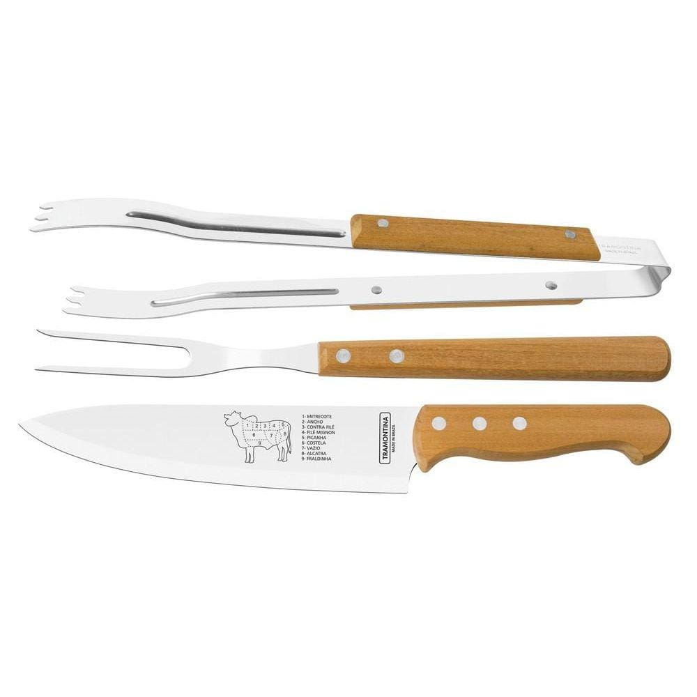 Jogo para Churrasco em Inox 3 Peças