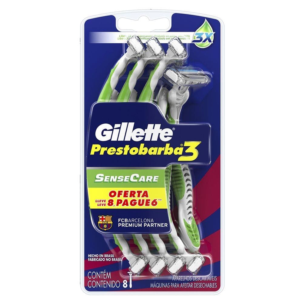 Aparelho de Barbear Gillette Prestobarba3 Sense Care Barcelona Leve 8 Pague 6