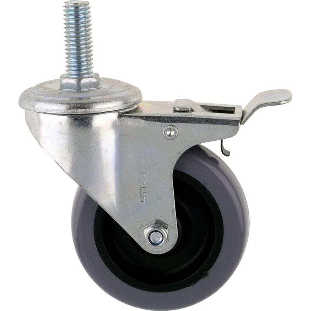 Rodízio Aço Carbono Zincado e Roda Trava PP PVC 5 Polegadas 12 peças - STARFER