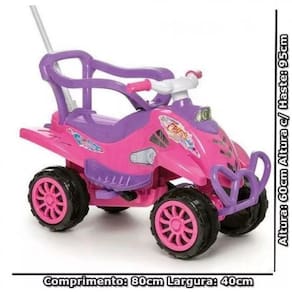 Cross Turbo Calesita Quadriciclo Infantil Carrinho de Passeio Pedal 2 Em 1 Rosa