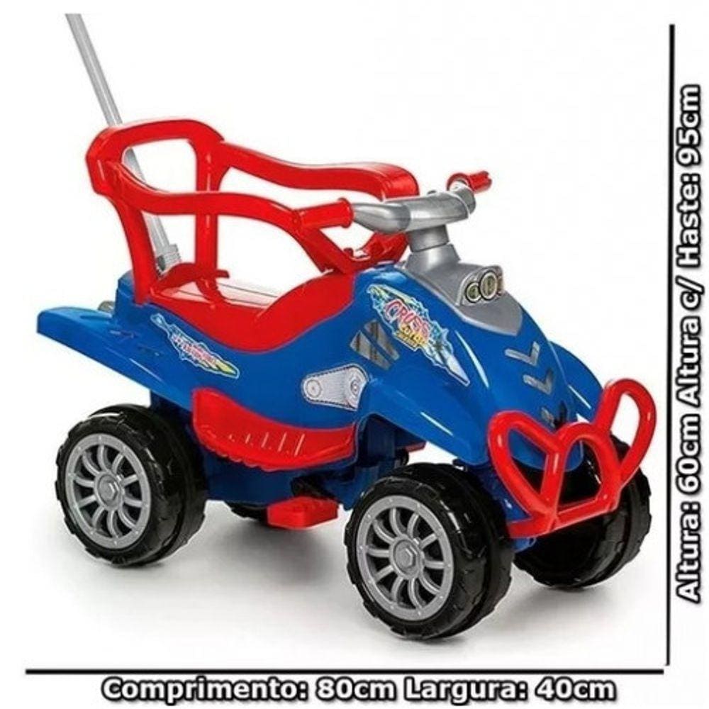 Cross Turbo Calesita Quadriciclo Infantil Carrinho de Passeio Pedal 2 Em 1 Azul