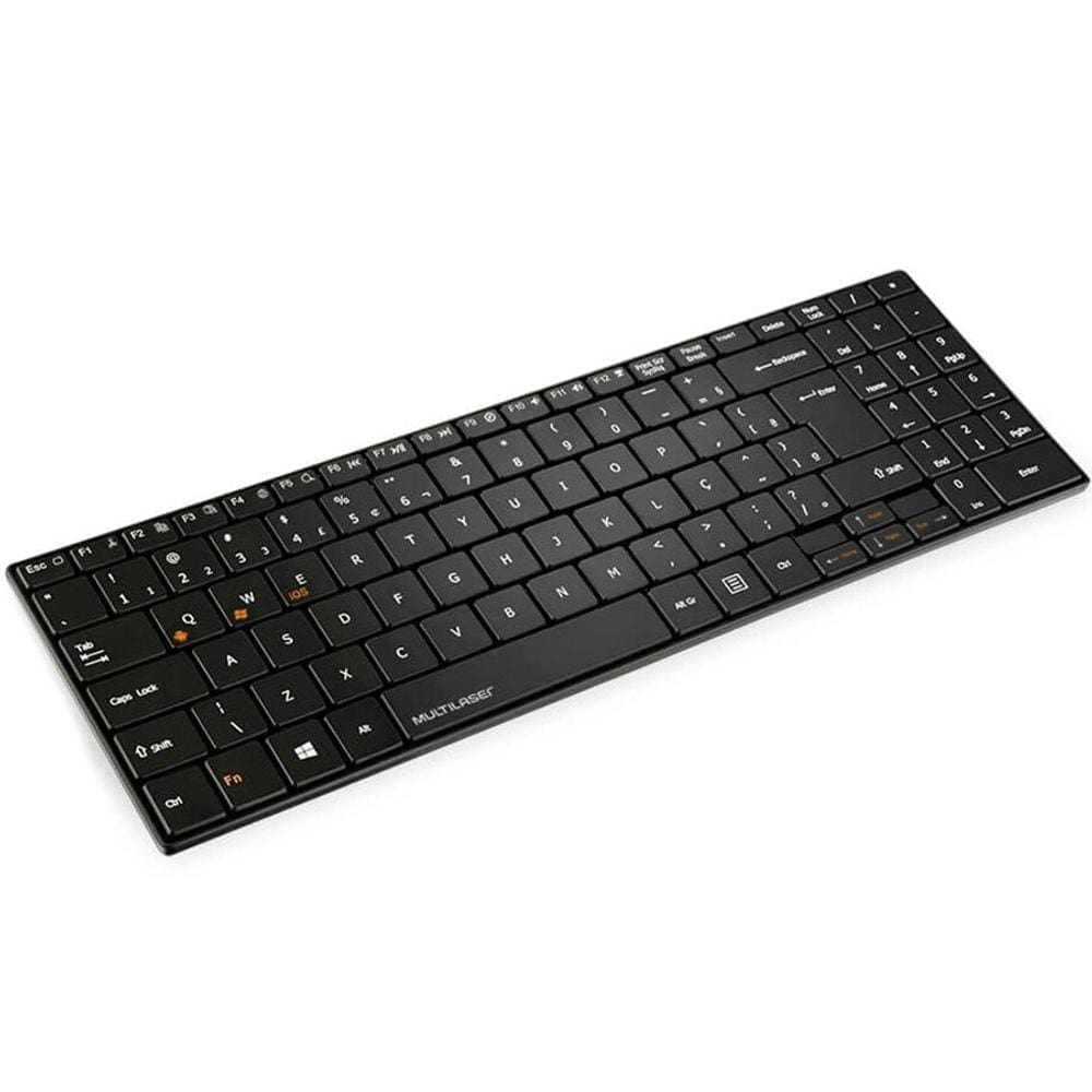 Teclado Sem Fio Multilaser Slim com Bluetooth Preto TC220