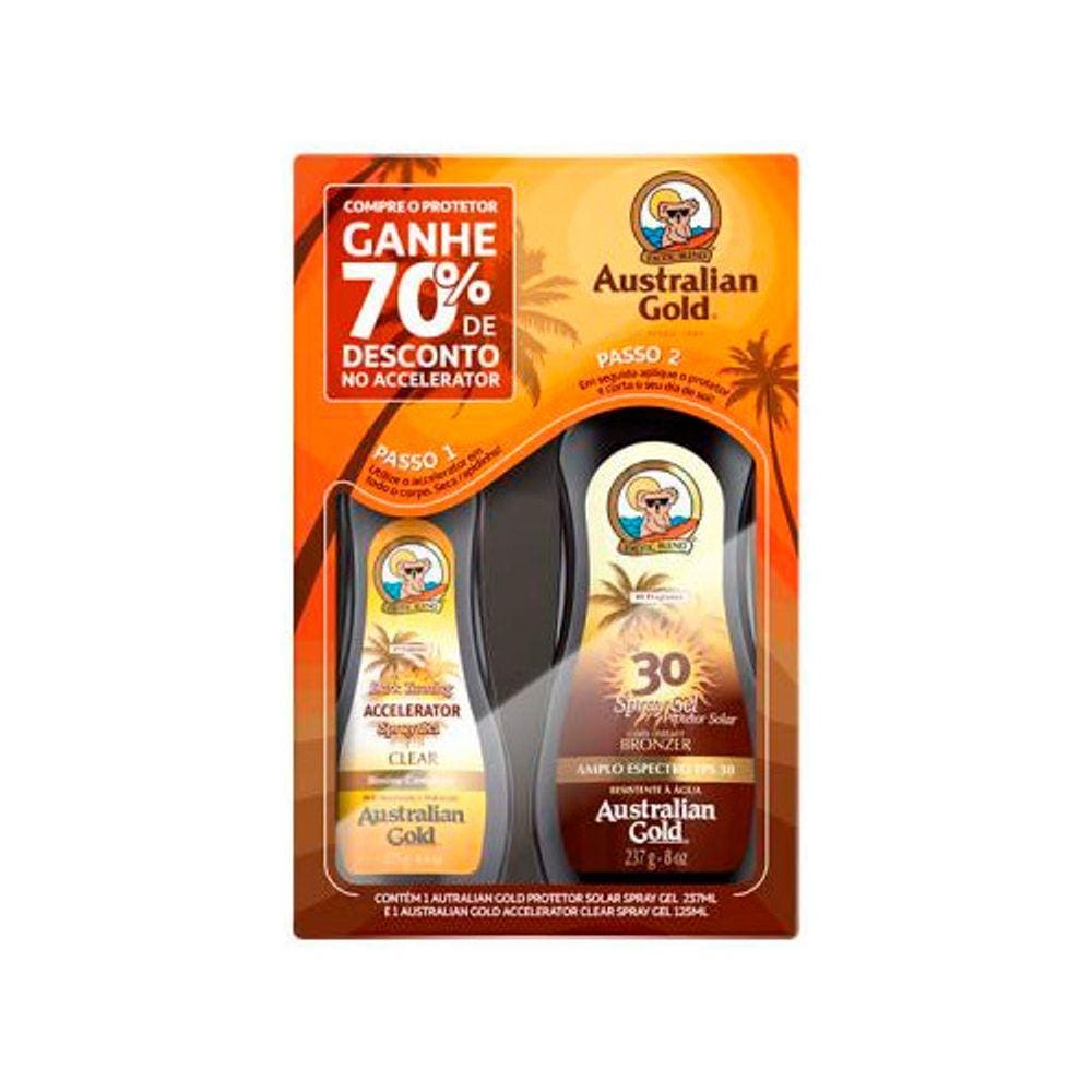 Kit Protetor Solar e Bronzeador Australian Gold FPS30 237ml