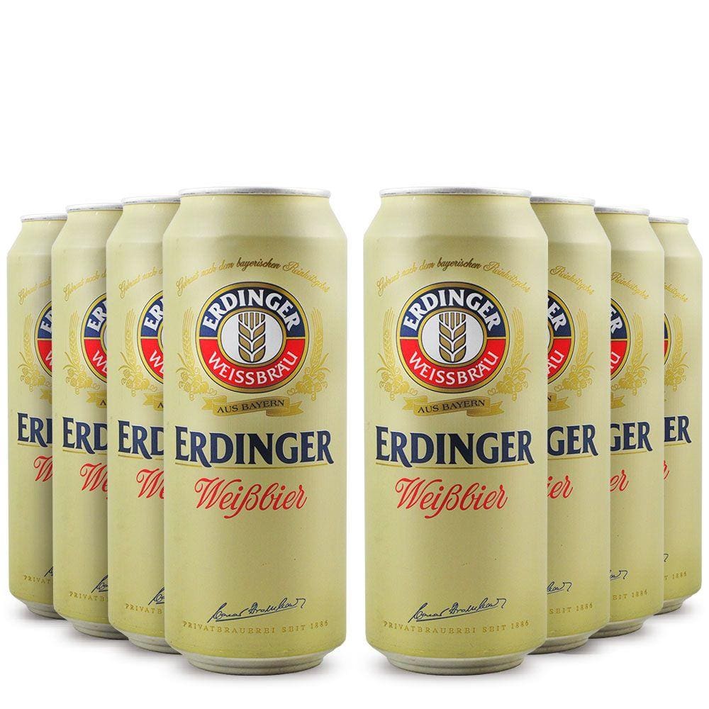 Pack 8 cervejas alemã Erdinger Weissbier Lata 500ml
