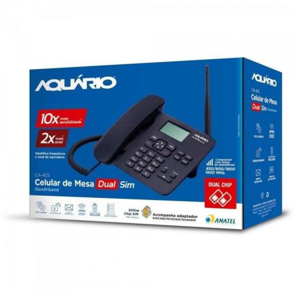 Telefone Celular Fixo CA42-S Preto Aquario