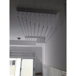 Varal Teto Individual 10 Varetas Alumínio Branco 100cm
