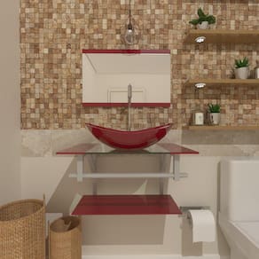Gabinete de Vidro 60cm para Banheiro Sérvia Vermelho Cereja