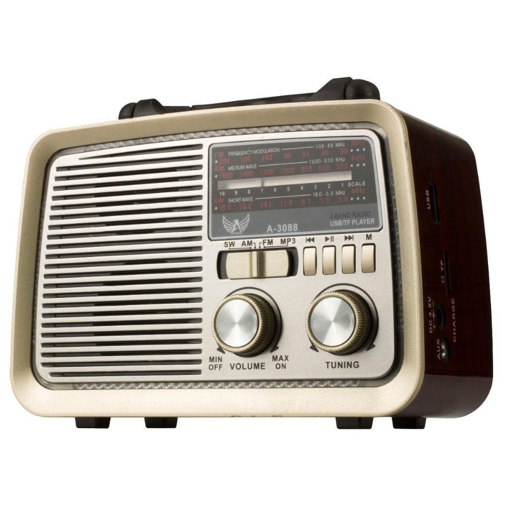 Rádio Retro Vintage Am Fm Sw Usb Recarregavel A3088 Marrom