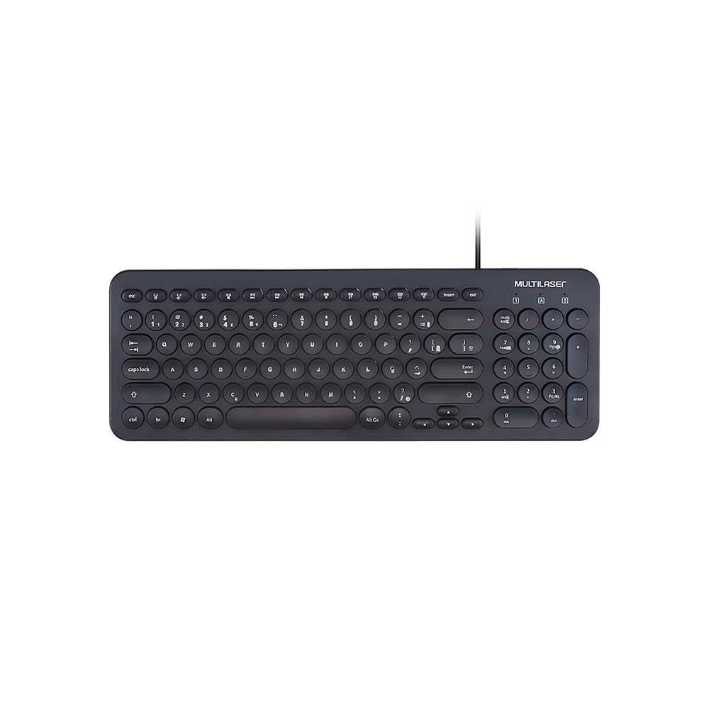 Teclado Multimídia Teclas Redondas Preto USB Multilaser - TC234