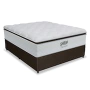 Cama Box Casal Colchão Molas Ensacadas Tower Gazin 138x188x72cm Branco / Marrom