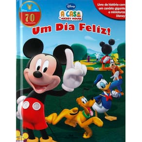 Livro - A Casa de Mickey Mouse - Um Dia Feliz! - Cenário Gigante e 12 Miniaturas Disney