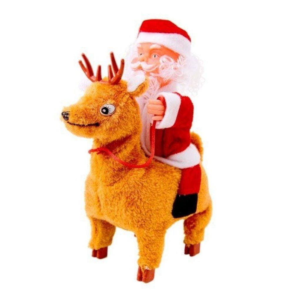 Papai Noel Com Rena Musical E Movimento 22cm X 7cm X 6,5cm