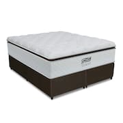 Cama Box King Colchão Molas Ensacadas Tower 193x203x72cm Branco / Marrom