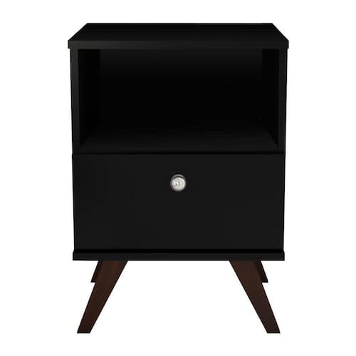 imagem-Mesa de Cabeceira Retrô 1 GV Acetinado - PRETO